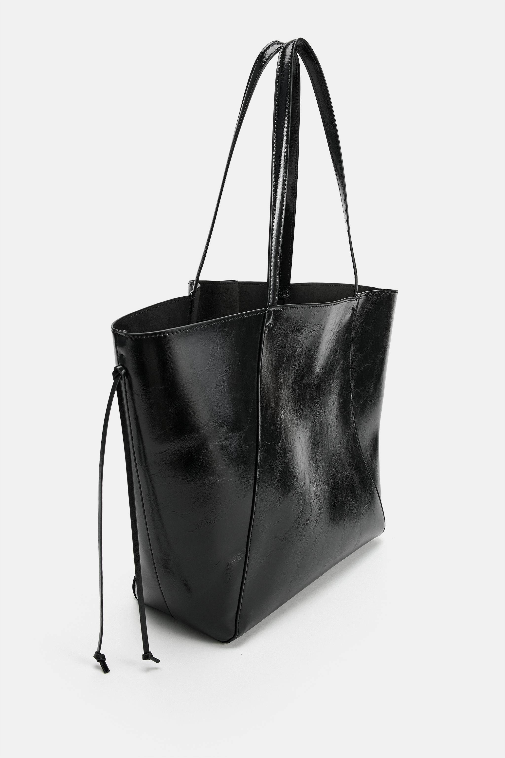 RUCHED SHOPPER TOTE BAG
